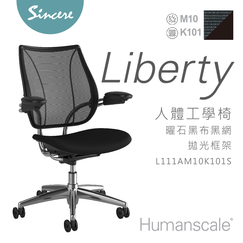 Liberty Chair-曜石黑布黑網拋光框架