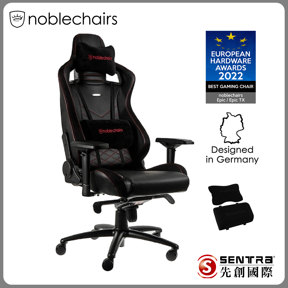 noblechairs EPIC PU系列電競椅-黑底紅車線