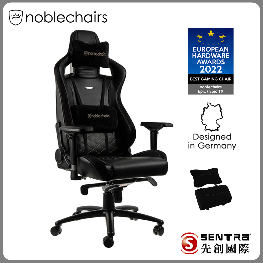 noblechairs EPIC PU系列電競椅-黑底金車線