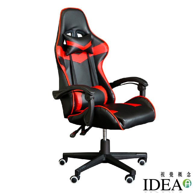 IDEA-尊爵版PU皮革舒適包覆電競賽車椅-紅色