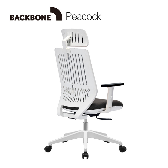 【Backbone】Peacock人體工學椅 -白框黑座 含頭枕
