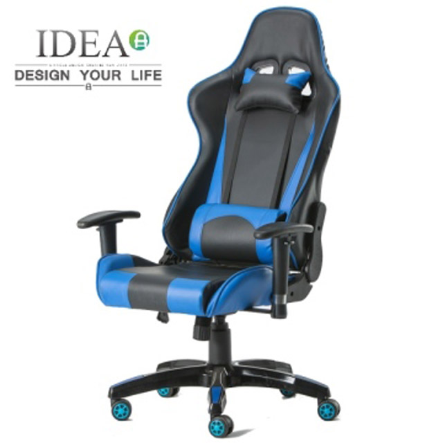 IDEA-舒馬克3D立體包覆舒適電競賽車椅-藍色款