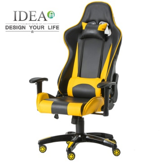 IDEA-舒馬克3D立體包覆舒適電競賽車椅-黃色款