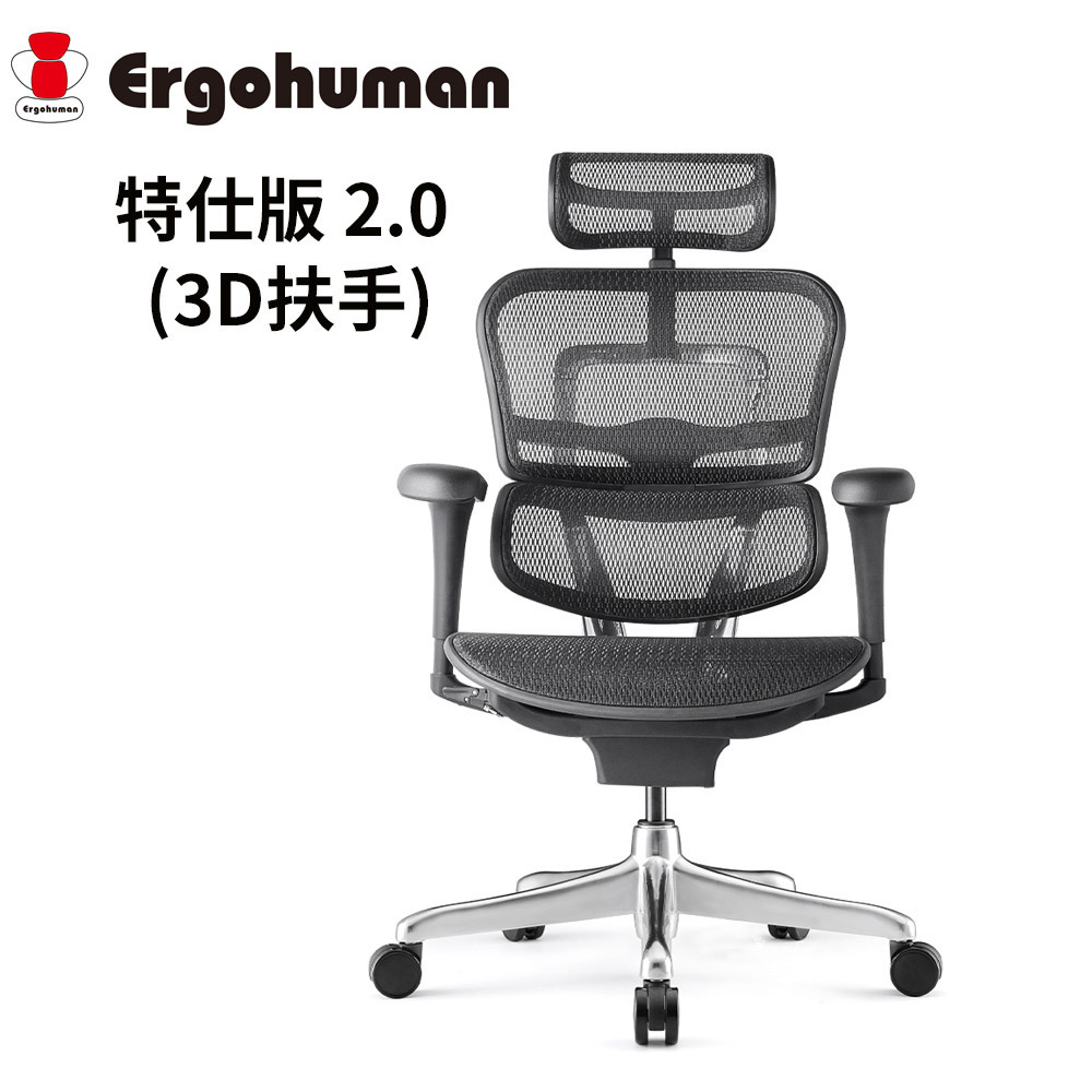 ERGOHUMAN 特仕版 2.0(3D扶手) 人體工學椅/辦公椅/電腦椅/W09-01美製黑網