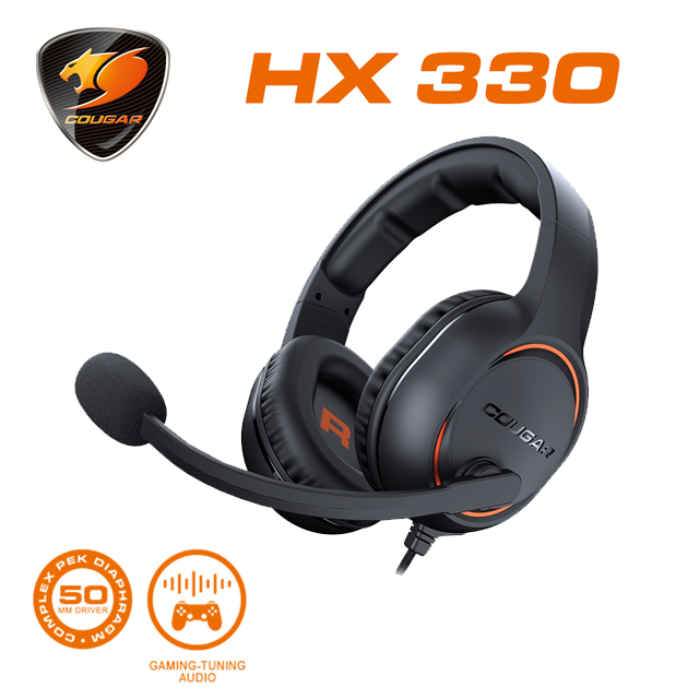 【COUGAR 美洲獅】HX330 全罩式電競耳機 橘色