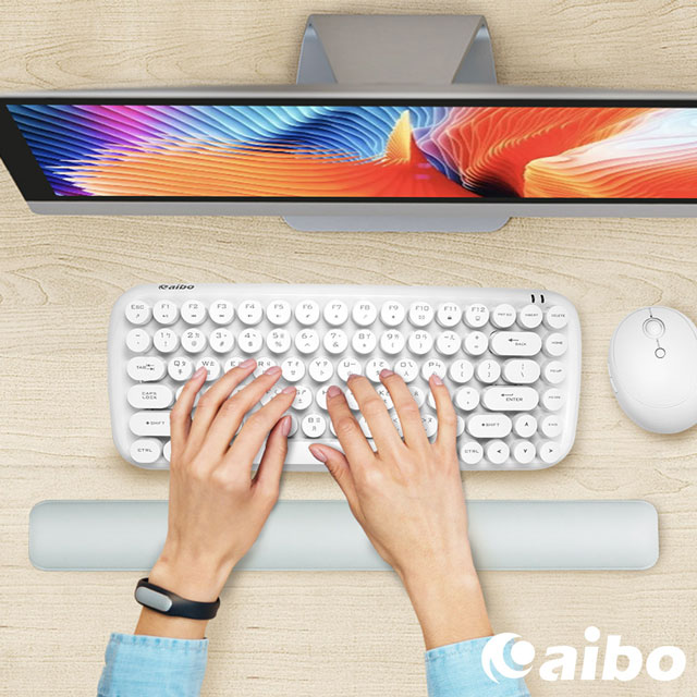aibo 高機能舒適皮革 鍵盤矽膠護腕墊(台灣製造)-典雅灰