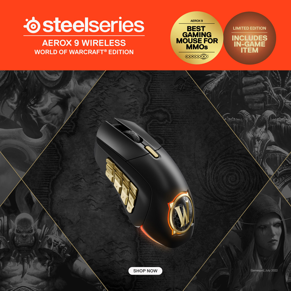 SteelSeries賽睿 Aerox 9無線電競滑鼠-魔獸世界版