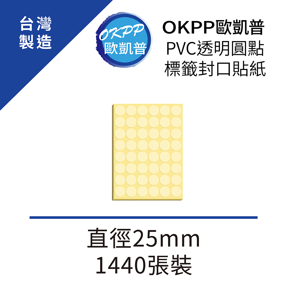 PVC透明圓點標籤封口貼紙 直徑25mm 1440張裝
