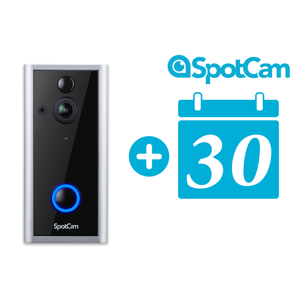 SpotCam Ring2 +30天雲端 1080P真雲端全無線智慧WiFi視訊門鈴攝影機
