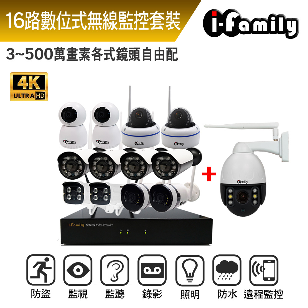 【宇晨I-Family】臺灣品牌 IF-805 僅主機自選購鏡頭 16路式 無線監視器系統 免設定隨插即用