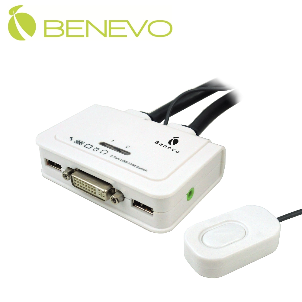 BENEVO帶線型 2埠USB DVI多電腦切換器(含音效)