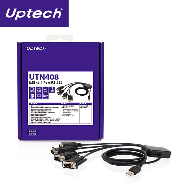 Uptech UTN408 USB to 4-Port RS-232