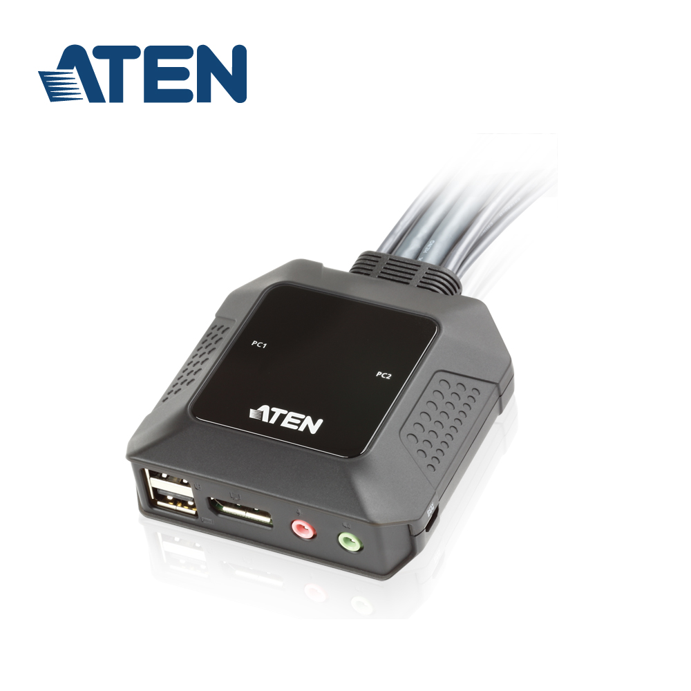 ATEN 2埠USB DisplayPort帶線式KVM (CS22DP)