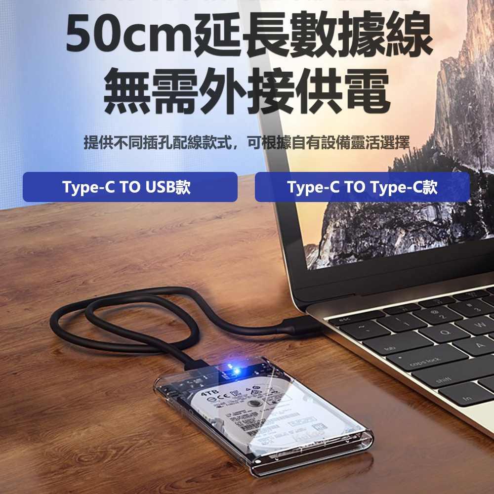 Netac 臺灣雷騰 TypeC新透明設計 2.5吋 SATA HDD/SSD USB3.0 外接盒 5Gb/s