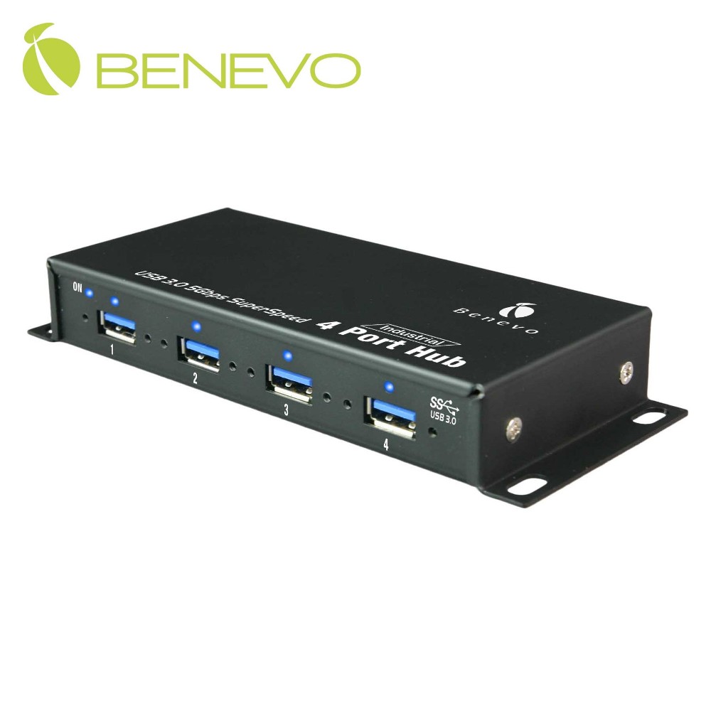 BENEVO UltraUSB工業級 4埠USB3.0集線器，具固定螺絲孔