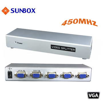 SUNBOX 4埠VGA螢幕分配器 (VS114B)