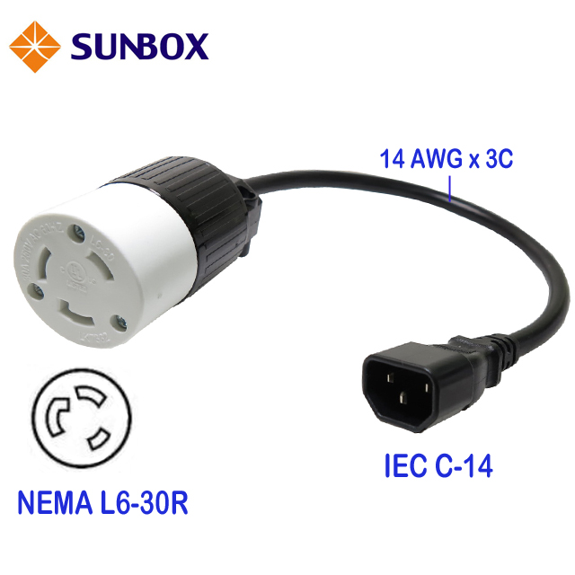 C14 to L6-30R 引掛式中繼插座 (SUNBOX)