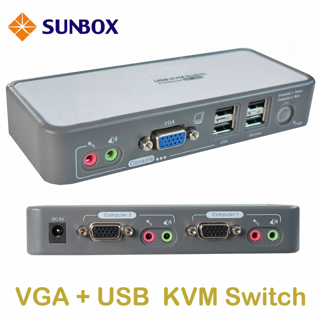 SUNBOX 2埠電腦切換器，VGA+USB介面