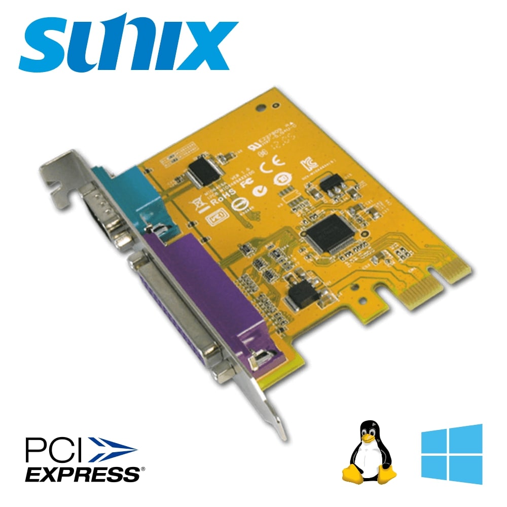 SUNIX PCIe 1埠 RS-232/1埠Parallel卡 (MIO6469A)