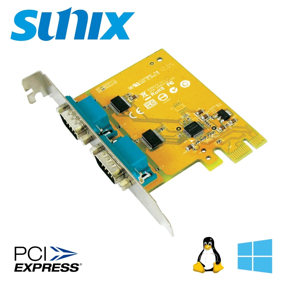 SUNIX PCIe 2埠 RS-232擴充卡 (SER6437A)