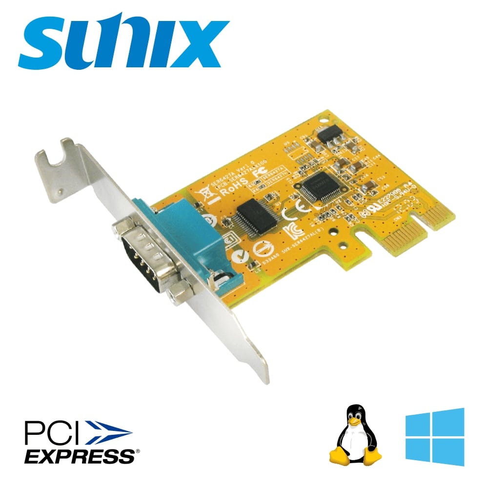 SUNIX PCIe 1埠RS-232短擋板擴充卡（SER6427AL）