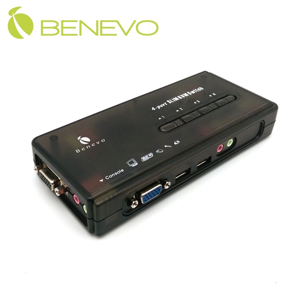 BENEVO桌上型 4埠USB VGA多電腦切換器，支援音效