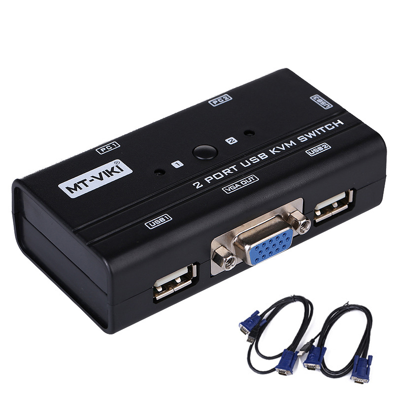 【易控王】2Port VGA KVM切換器 2進1出KVM 鍵鼠共享 印表機共享 (40-105)