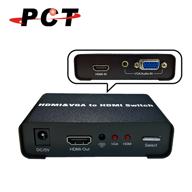 【PCT】HDMI&VGA轉HDMI切換器(HVH201)