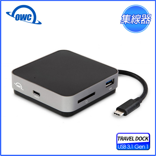 OWC隨身 USB-C 多功能擴充座USB-C、USB-A、SD Card、HDMI / 線材可收藏至底部收納槽