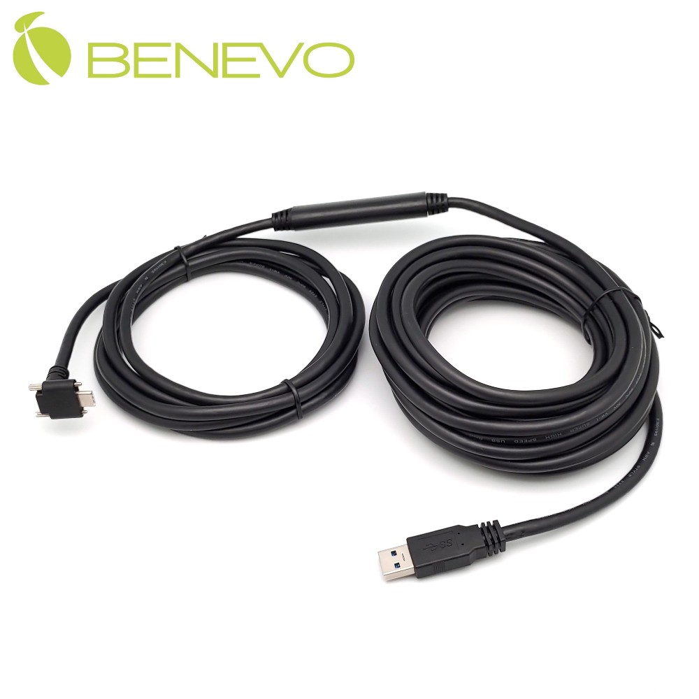 BENEVO主動式 8米 USB3.0 A公轉可鎖下彎型Type-C公訊號連接線
