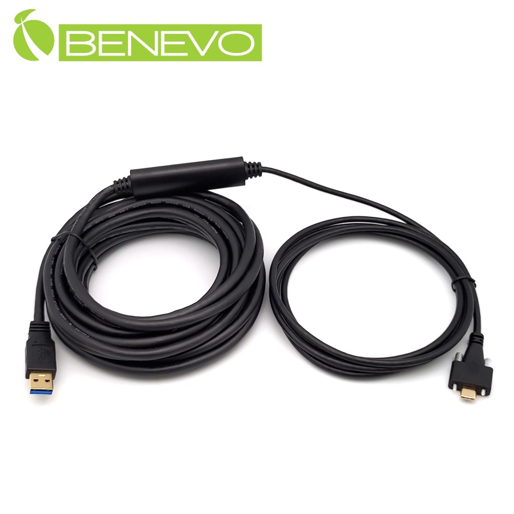 BENEVO主動式 8米 USB3.0 A公轉可鎖型Type-C公訊號連接線