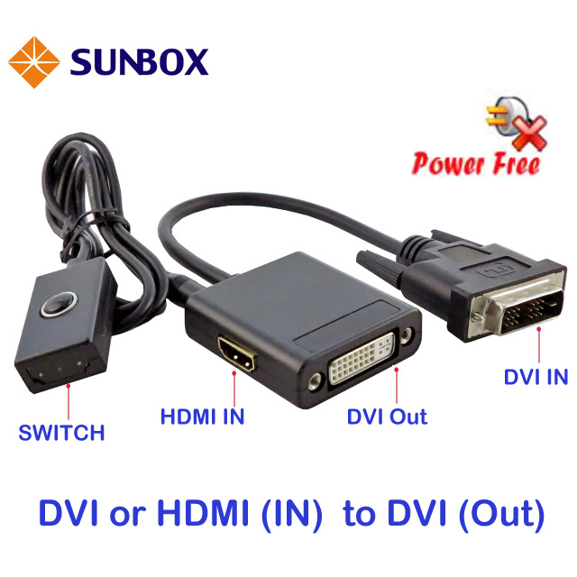 SUNBOX DVI/HDMI 轉DVI 訊號轉換切換器(VCW212)