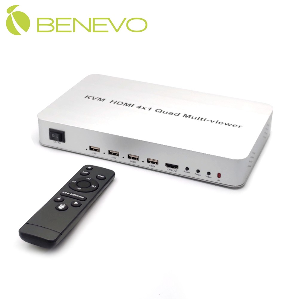 BENEVO專業型 4進1出 HDMI USB KVM影像分割切換器
