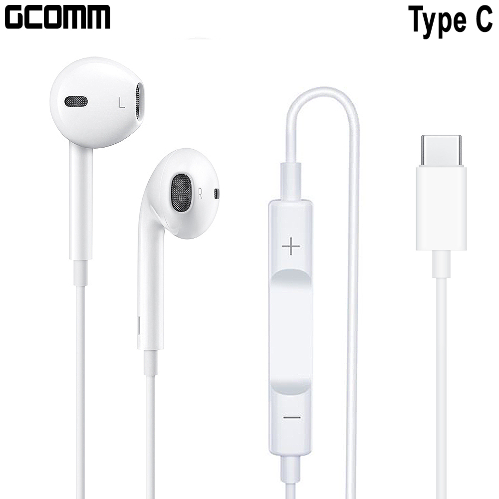 GCOMM iPhone/iPad Android TypeC 高品質低音立體耳機 (含線控麥克風) 白 黑