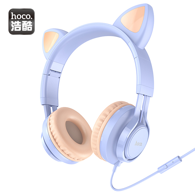 hoco. W36 貓耳朵帶麥頭戴式耳機 夢幻藍