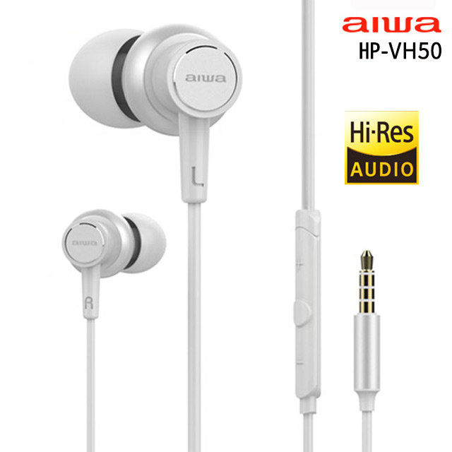 AIWA愛華 HiRes高解析度有線耳機 HP-VH50-WE 白色