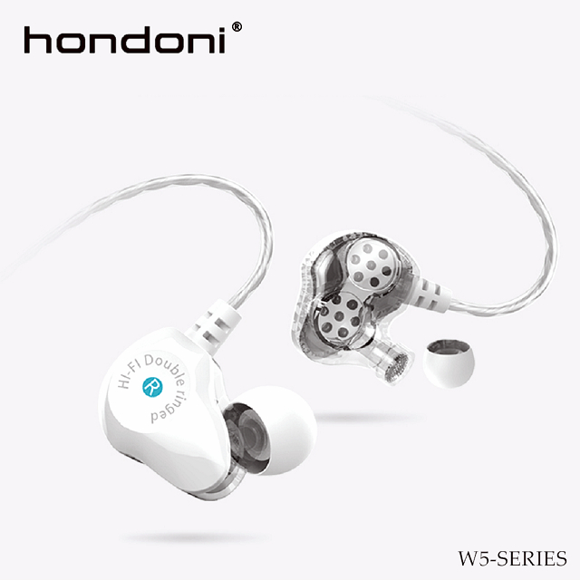 hondoni W5四核双動圈重低音入耳式耳機(氣質白)
