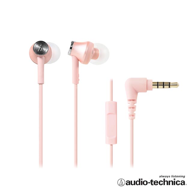 鐵三角 ATH-CK350iS 智慧型手機用耳塞式耳機(附捲線器)【粉紅色】