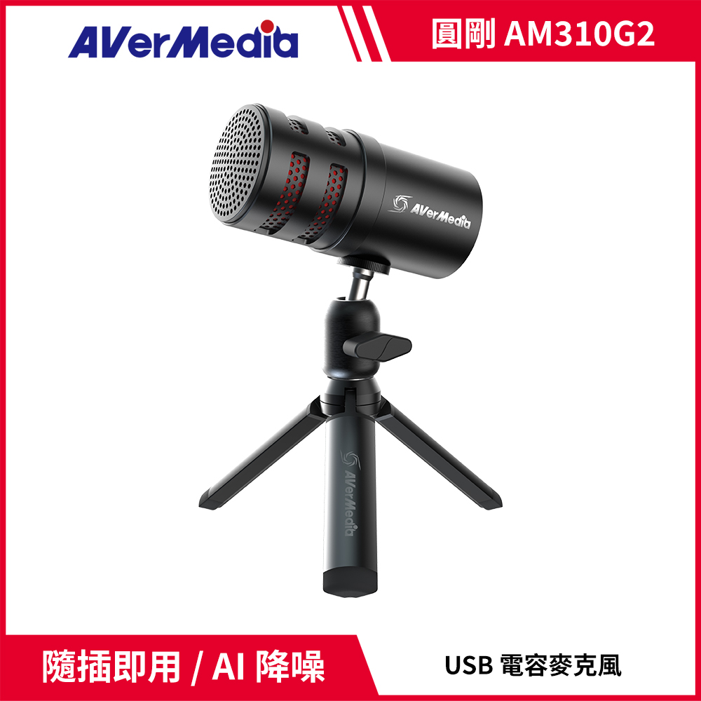 AverMedia 圓剛 AM310G2 黑鳩USB心型指向麥克風