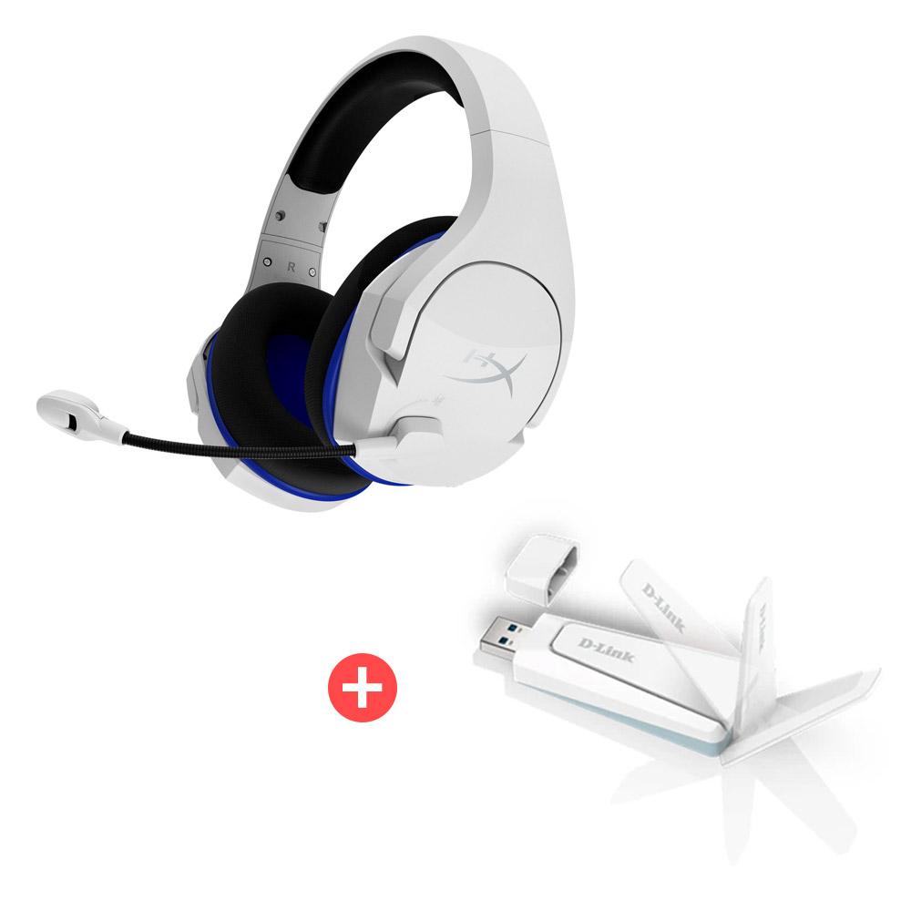 HyperX Cloud Stinger Core 無線耳機-白+D-Link AX18U AX1800 雙天線雙頻 Wi-Fi 6 USB3.0無線網路卡