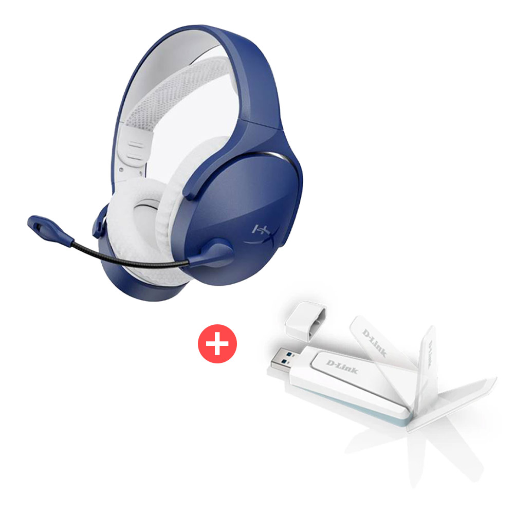HyperX Cloud Jet 無線耳機-藍+D-Link AX18U AX1800 雙天線雙頻 Wi-Fi 6 USB3.0無線網路卡