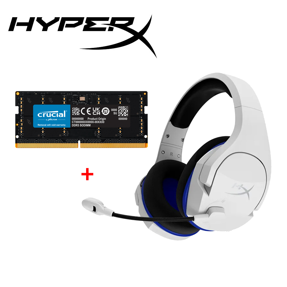 HyperX Cloud Stinger Core 無線電競耳機+Micron Crucial DDR5 5600 16G 筆記型記憶體