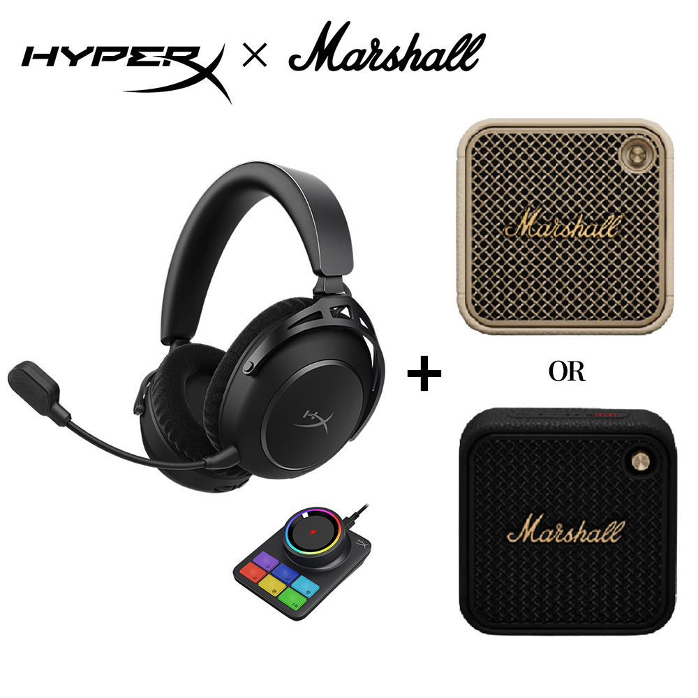 HyperX Cloud Alpha 2 Wireless 阿爾琺三模無線電競耳機 + Marshall Willen II 攜帶式藍牙喇叭