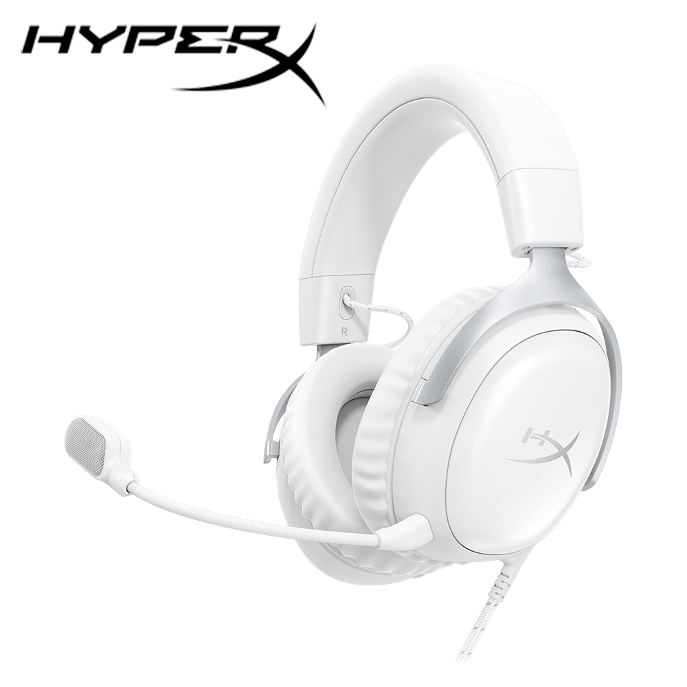 HyperX Cloud III 颶風3 遊戲電競耳機-純白色