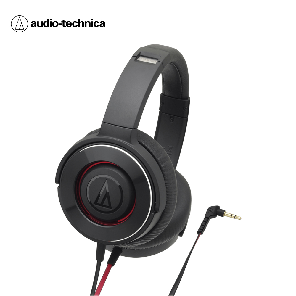 鐵三角 ATH-WS550 SOLID BASS重低音便攜型耳罩式耳機【黑紅色】