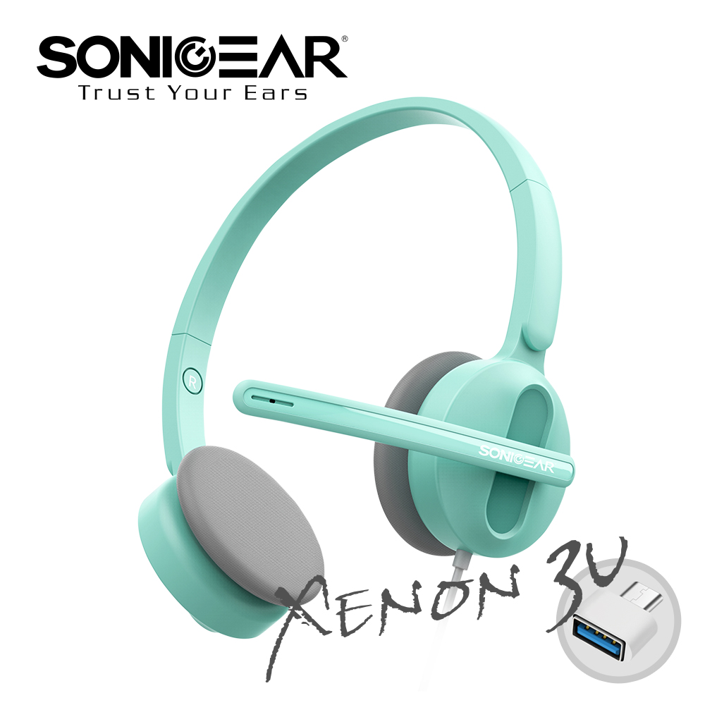 【SonicGear】Xenon 3U 粉彩輕巧雙模式有線耳機麥克風_Mint薄荷綠