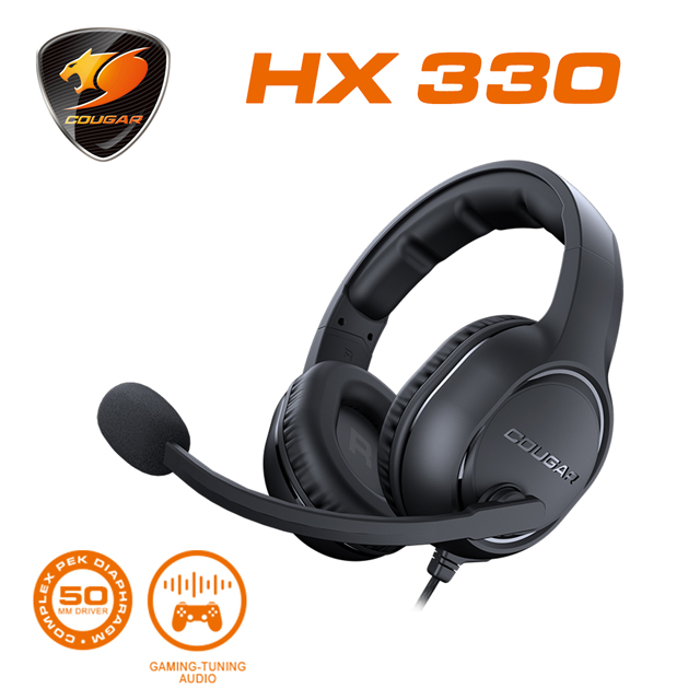 【COUGAR 美洲獅】HX330 全罩式電競耳機 黑色