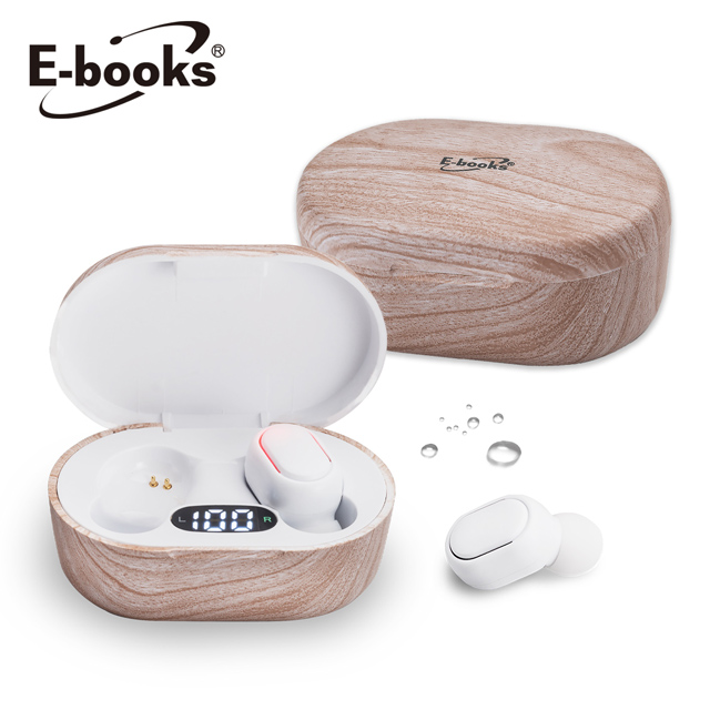 E-books SS32 電量顯示木紋工藝真無線藍牙5.1耳機