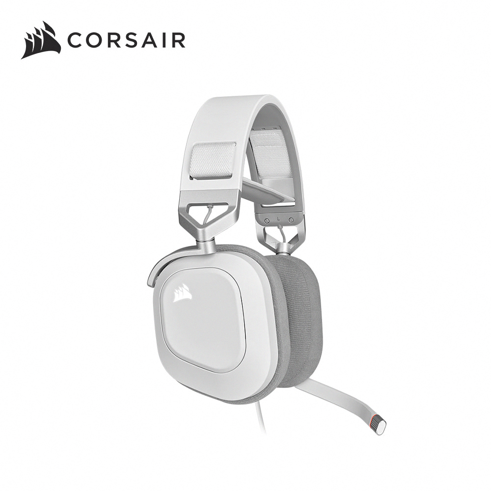 海盜船 CORSAIR HS80-白 RGB USB 電競耳機麥克風
