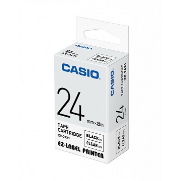 CASIO 標籤機專用色帶-24mm【共有6色】透明底黑字XR-24X1(KL-G2TC標籤機款適用)